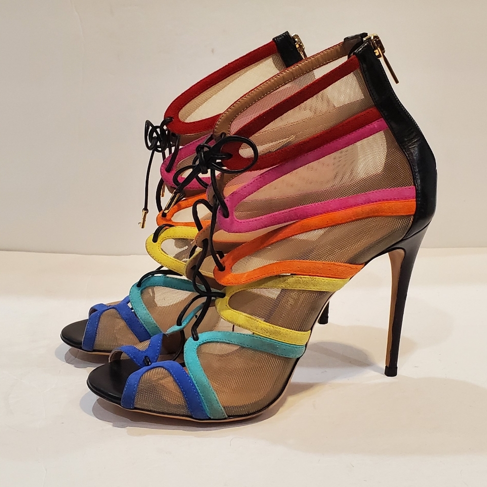 Rare Ferragamo Rainbow Heels - Size 7.5 - Salvatore Ferragamo Rainbow Suede